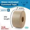 Idl Packaging 3in x 375' Reinforced Heavy Duty Water-Activated Gummed Kraft Tape, , White, 8PK H-70W-8